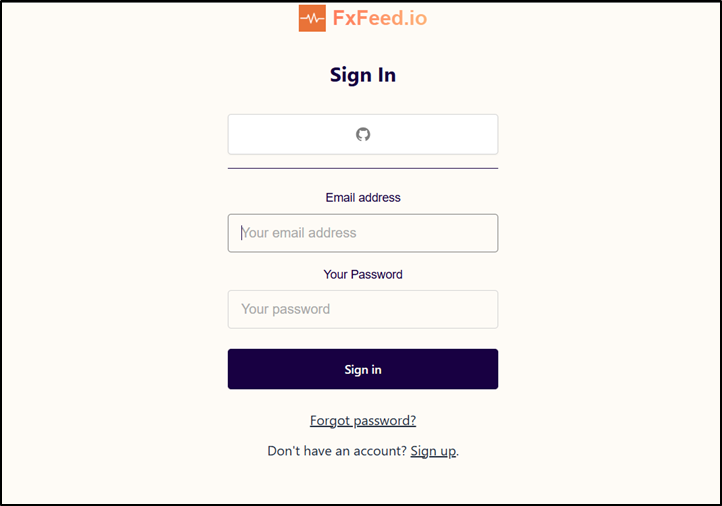 fxfeed currency exchange Sign in page